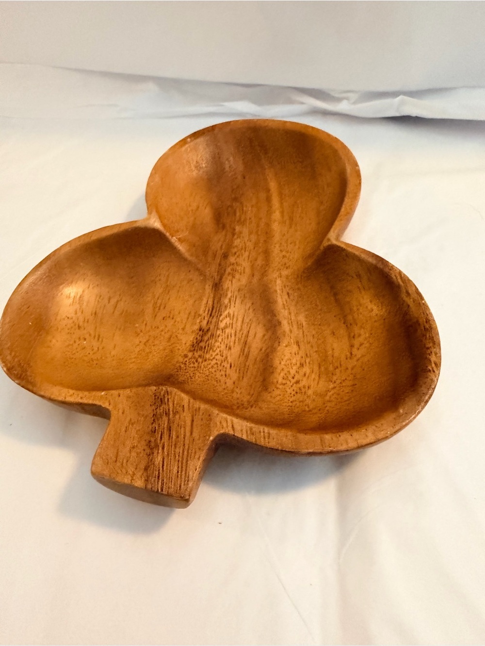 Handcrafted Wood Clover trinket Bowl - Brown